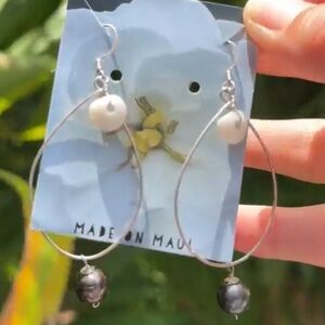 Tahitian Pearl Puka Shell .925 Sterling Silver Handmade Earrings